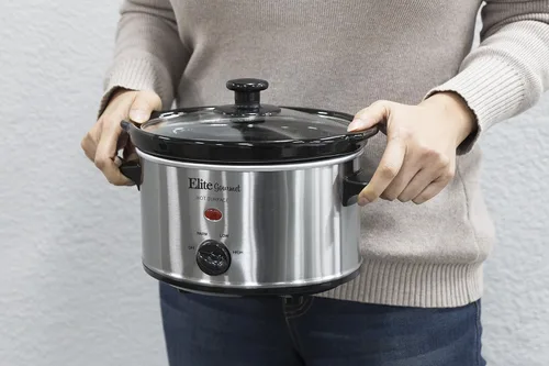 Miniatura 2 de Elite Gourmet MST-275XS - Olla eléctrica de cocción lenta ovalada, temperatura ajustable, para preparar entradas, salsas y guisos, con tapa de Acero