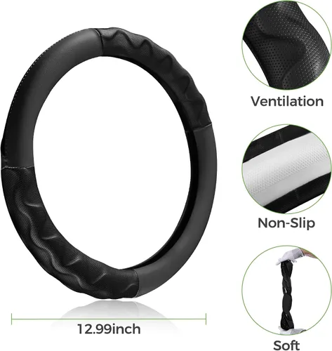 Miniatura 4 de 10L0L Fundas para volante de carrito de golf de 13 pulgadas para EZGO TXT&RXV, funda antideslizante de microfibra mejorada con piel sintética