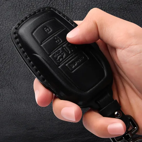 Miniatura 6 de Tukellen Funda de cuero para llavero Toyota compatible con Land Cruiser 2019-2026, Venza 2021-2026, Grand Highlander Hilux, Fortuner, Tundra Negro