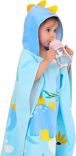 Toalla de playa con capucha para niños, toalla de baño para niños, toalla de baño de algodón con patrón de animales, toalla de ducha para niños y