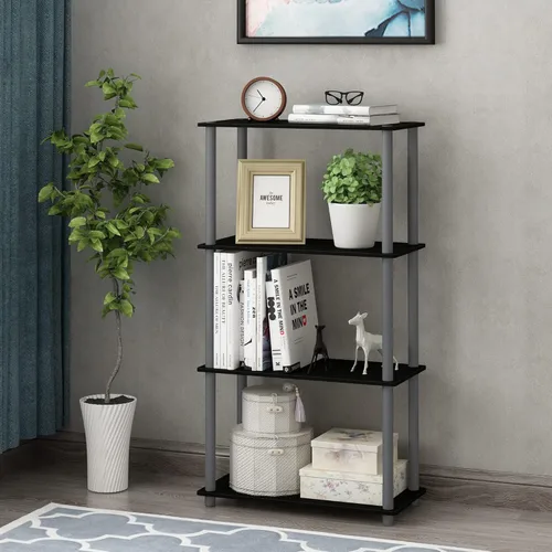 Miniatura 2 de 12172 giro 'n' Tubo 4-tier Multipurpose Storage Rack Display Shelf, Cloruro polivinílico, Negro / Gris