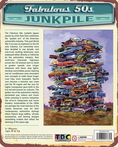 Miniatura 8 de TDC Games Rompecabezas de coche clásico fabuloso de los años 50, rompecabezas vintage de 1000 piezas para adultos
