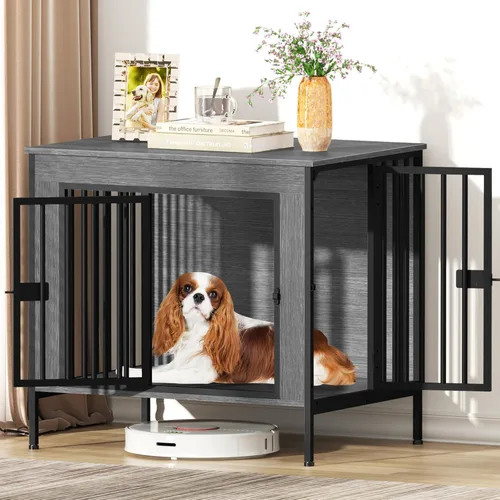 Miniatura 7 de EasyCom Mueble de jaula para perros para 1 o 2 perros, jaulas resistentes para perros individuales/dobles para perros pequeños, medianos y grandes