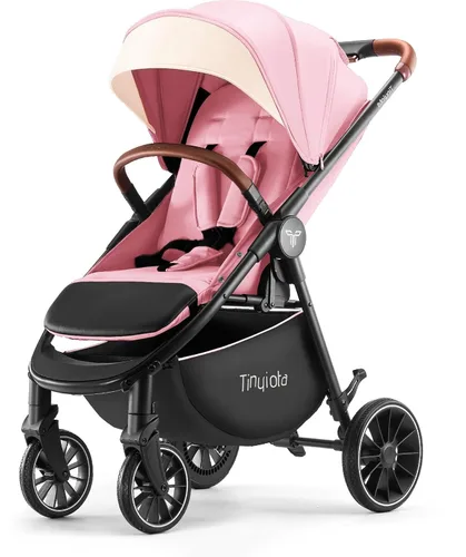 Miniatura 12 de Cochecito Tinyiota para bebés, cochecitos para niños pequeños con gran dosel UPF 50+, cochecito de bebé de lujo con asa de cuero y asiento Negro