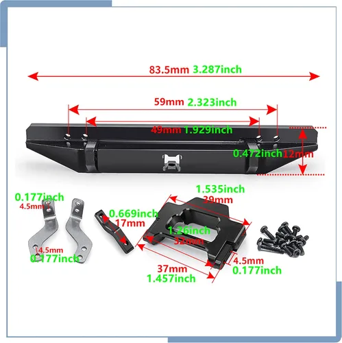 Miniatura 4 de Juego de parachoques trasero RC Protección del cuerpo para TRX4M actualizaciones Defender 1/18 Escala RC Crawler Accesorios de coche