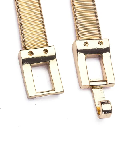 Miniatura 7 de Tanpie Cinturón ajustado para mujer, con cadena elástica de metal, dorado y plateado, Oro, plata