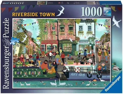 Miniatura 6 de Ravensburger - Riverside Town - Rompecabezas de 1000 piezas - Pintoresco pueblo en el agua - Escena vibrante y rústica de antaño - Enmarcable