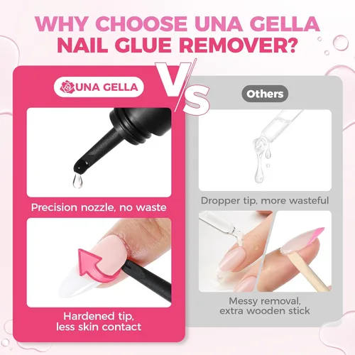 Miniatura 5 de UNA GELLA Removedor de pegamento para uñas postizas 15ml Stick mejorado y removedor 2 en 1 para puntas de uñas postizas de acrílico, removedor