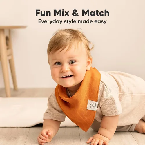 Miniatura 8 de KeaBabies Paquete de 8 baberos de muselina para niños y niñas, baberos de muselina bandana para bebés, niñas y niños, babeo recién nacido, dentición
