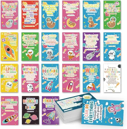 Tarjetas con versículo bíblico de afirmación para niños, 2 x 3.5 pulgadas, para construir las escrituras y las tarjetas de oración, 60 unidades,