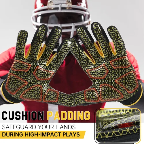 Miniatura 5 de HANDLANDY Football Gloves Men, Sticky Wide Receiver Grip Gloves, Stretch Fit Football Glove Adult