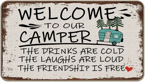 Miniatura 22 de Tapete divertido para puerta de campista de 17 x 30 pulgadas, regalos de campamento para hombres y mujeres, alfombras de campista