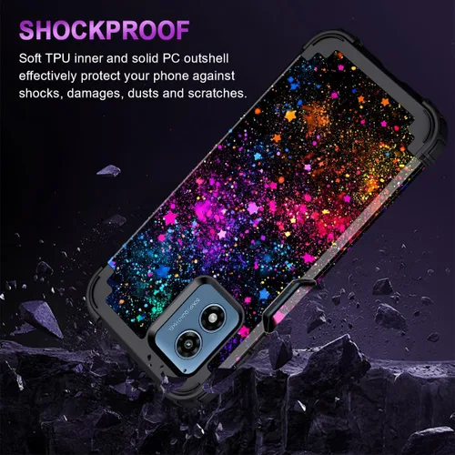 Miniatura 5 de Miqala Funda para Moto G Play 5G 2024, que brilla en la oscuridad, tres capas, resistente, a prueba de golpes, protección de cuerpo completo