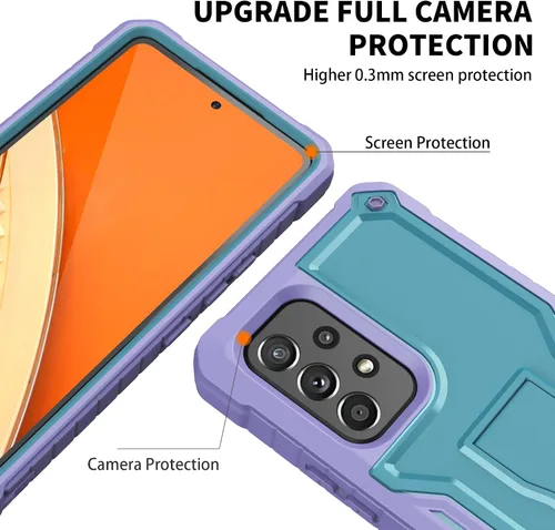 Miniatura 4 de Funda para Samsung Galaxy A53 5G, protección de grado militar a prueba de golpes con protector de pantalla HD de vidrio templado y soporte Azul