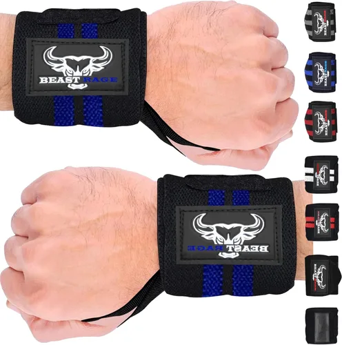 Miniatura 13 de BEAST RAGE Muñequeras para levantamiento de pesas, correas de levantamiento ajustables con lazo para el pulgar para un mejor apoyo en el gimnasio