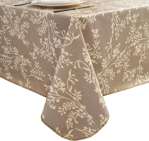 Miniatura 19 de LIBERECOO Mantel de vinilo resistente con reverso de franela, mantel de plástico impermeable a prueba de aceite, resistente a las manchas, lavable