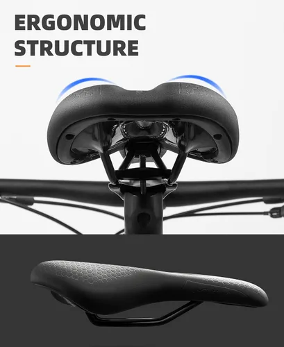 Miniatura 3 de ROCKBROS Asiento de bicicleta de espuma viscoelástica, sillín de bicicleta cómodo e impermeable para bicicletas de ciudad, MTB y carreras