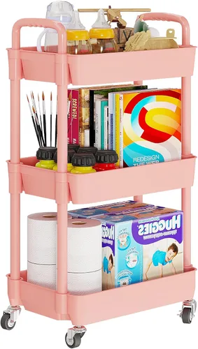 Miniatura 15 de Carritos de Almacenamiento de 3 Niveles Laiensia, Carrito Rodante Utilitario Multifunción Organizador de Almacenamiento de Cocina, Carrito