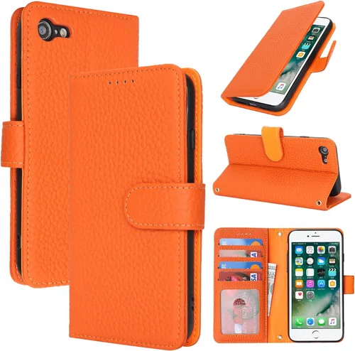 Miniatura 75 de Zouzt Funda para iPhone 11 de 6.1 pulgadas de piel auténtica con 4 ranuras para tarjetas, tarjetero con bloqueo RFID, tapa magnética, función atril