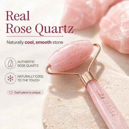 Miniatura 5 de Rodillo facial de cuarzo rosa, regalos de relajación para mujeres, herramientas de cuidado de la piel para líneas finas y arrugas, regalos