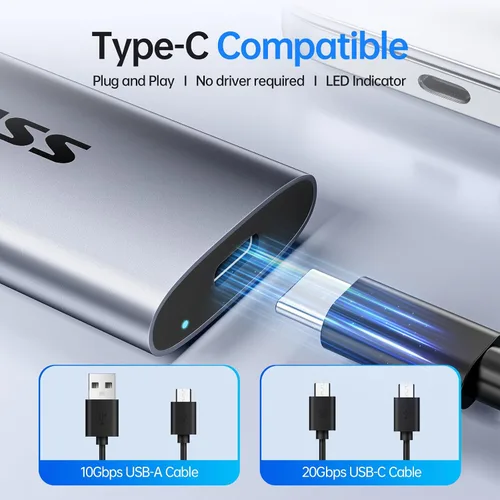 Miniatura 6 de SSK SSD portátil de 1 TB, hasta 2000 MB/s unidades de estado sólido externas, USB 3.2 Gen2X2 NVMe SSD disco duro externo, ultra baja potencia