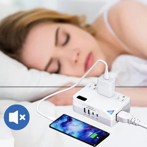Miniatura 3 de Enchufe de conversión de 250 W, convertidor de viaje internacional con 2 puertos USB y 2 puertos USB-C, reducción de 220 V a 110 V para áreas de 100