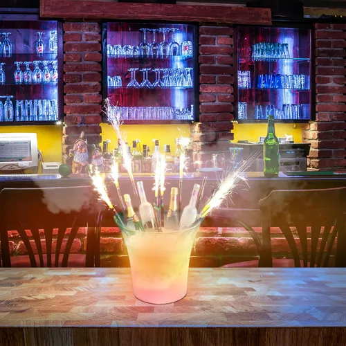 Miniatura 5 de SMETA Cubo de hielo LED para champán cerveza vino botella que cambia de color cerveza 5L enfriador de gran capacidad con LED, cubo de hielo portátil