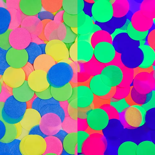 10000 piezas de confeti redondo de neón UV, 5 colores, confeti de tejido fluorescente de neón, punto de luz negra, confeti de fiesta brillante, para