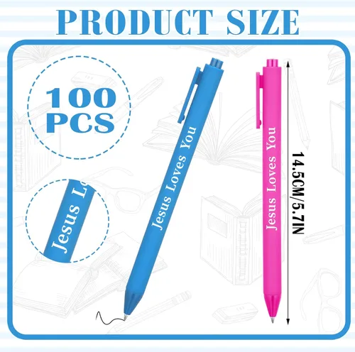 Miniatura 2 de Jetec 100 bolígrafos de Jesús te ama, bolígrafos cristianos coloridos, versículos de la Biblia, bolígrafos de gel retráctiles, regalos cristianos a