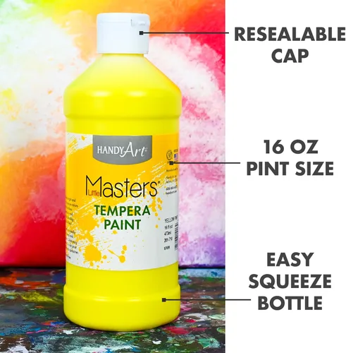 Miniatura 3 de Handy Art Little Masters - Pintura al temple de 16 onzas, juego de 6 colores, brillantes y mezclables, colores lavables para aula, estudiantes