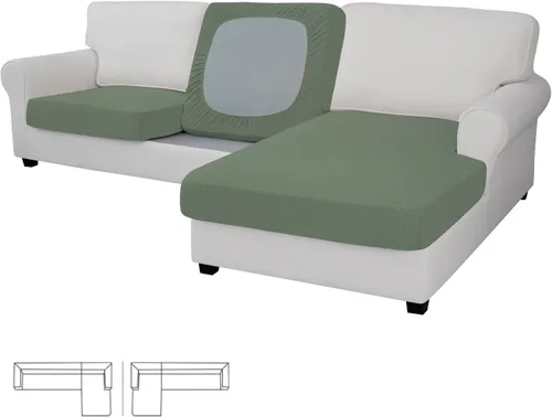 Miniatura 125 de Easy-Going - 4 Fundas de cojín elásticas para sofá seccional, izquierda/derecha, en forma de L, funda de asiento antideslizante, suave, flexible