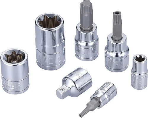 Miniatura 4 de 37 piezas S2 Star Bit Socket y juego de zócalo externo, 1/4 pulgadas, 3/8 pulgadas y 1/2 pulgadas - (T8- T55 /TT8 - TT55, E4- E18)