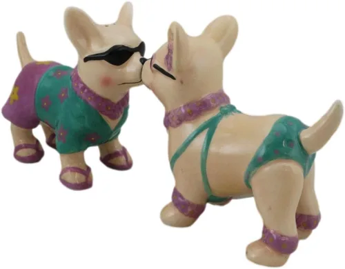 Miniatura 7 de Ebros Gift Vacaciones, playa, luna de miel, amantes de la luna de miel, besos, chihuahua, pareja, perros, con sombrillas, bikini, chanclas, salero