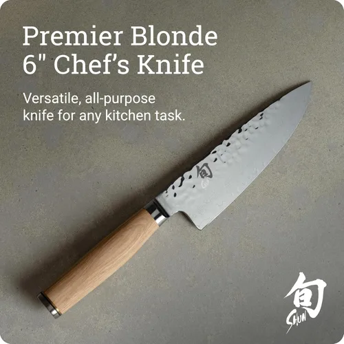 Miniatura 2 de Shun Premier Blonde - Cuchillo de chef de 6 pulgadas, cuchillo de cocina japonés hecho a mano para chefs profesionales y domésticos, núcleo VG-MAX