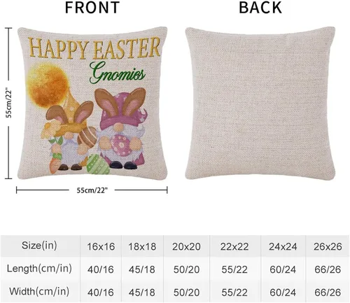 Miniatura 12 de Divertidas fundas de almohada de gnomo de Pascua, huevos de Pascua, zanahorias, divertidas fundas de almohada de 16 x 16 pulgadas, decoración