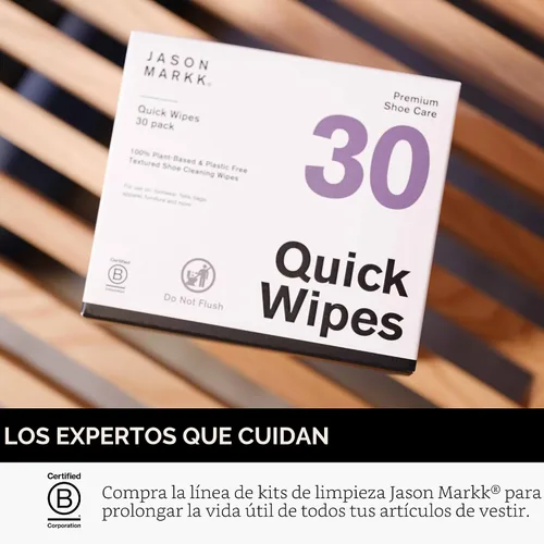 Miniatura 6 de Jason Markk Toallitas rápidas a base de plantas, limpiador de zapatos, paquete de 30, empaquetadas individualmente, cuidado de los tenis, ideal