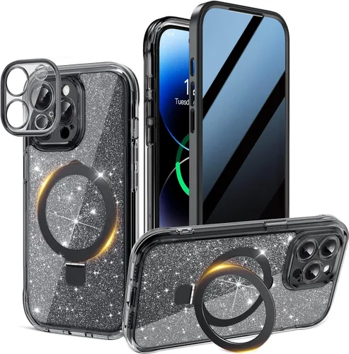 Miniatura 20 de Funda magnética de privacidad para iPhone 17 Pro Max [Cartulina con purpurina para bricolaje] [Soporte magnético invisible] Protector de pantalla