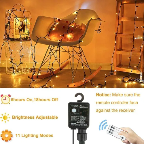 Miniatura 4 de Guirnalda de luces de Navidad para interiores y exteriores, luces para árbol de Navidad, con certificación UL, función de memoria con enchufe