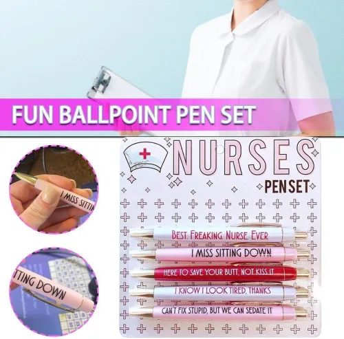 Miniatura 8 de Juego de 5 bolígrafos divertidos para enfermera, bolígrafos divertidos de tinta negra, bolígrafos de enfermería para enfermeras, médicos