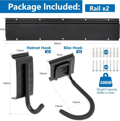 Miniatura 4 de Sinoer Estante de almacenamiento para bicicletas, colgador de almacenamiento para bicicletas, 4 bicicletas + 3 cascos, soporte vertical resistente