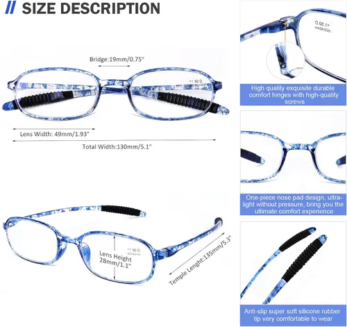 Miniatura 2 de Lentes de lectura para computadora con bloqueo de luz azul, ligeras, para mujeres y hombres.