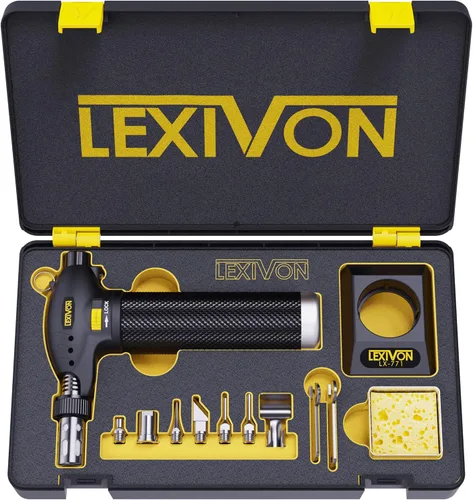 LEXIVON Kit multifunción de antorcha de butano | Estación de soldadura de autoencendido, prémium, con llama ajustable | Grado Profesional,