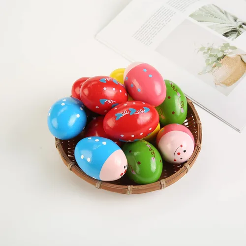 Miniatura 7 de 12 piezas de maracas de huevo de madera, instrumentos de percusión musicales de mano Multicolor 12 piezas