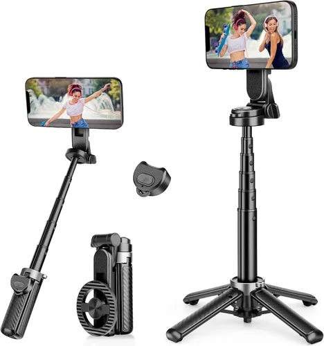 Miniatura 10 de Trípode magnético multifuncional 4 en 1, palo selfie portátil para iPhone y Android con control remoto desmontable y anillo de metal, trípode