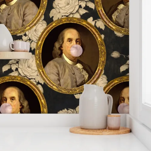 Miniatura 8 de Muestro de papel tapiz extraíble - Benjamin Franklin Retrato Histórico Botánico Goma Papel pintado personalizado pre-pegado por Spoonflower
