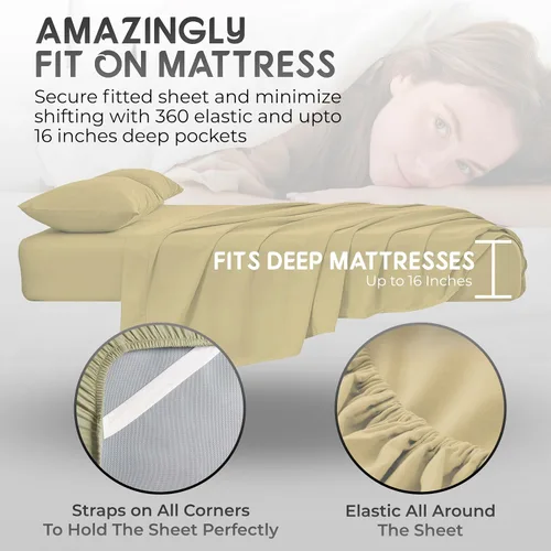 Miniatura 6 de Top Split Flex Head - Juego de Sábanas Tamaño King - Sábanas de Cama de Calidad Egipcia Ultra-Suaves Doble Cepillado Bolsillos Profundos