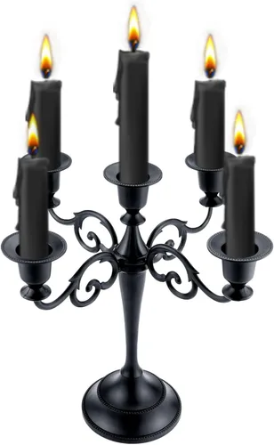 Miniatura 11 de Candelabro de 3 brazos de metal – Portavelas para candelabros para eventos formales, bodas, iglesia, decoración festiva, Halloween – Soporte Cobre
