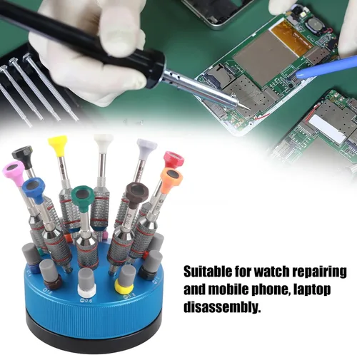 Miniatura 6 de Juegos de destornilladores, 10 unids profesional reloj gafas casa destornillador conjunto reloj reparación herramienta con base