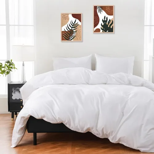 Miniatura 9 de ARlinen Juego de funda de edredón de tamaño matrimonial, 100% algodón egipcio, juego de ropa de cama de 3 piezas con cierre de cremallera, incluye 1