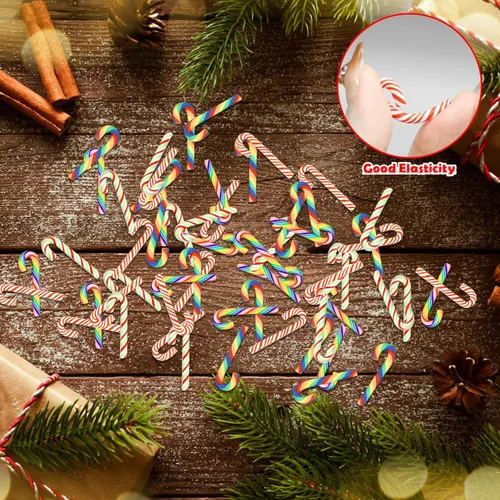 Miniatura 2 de 60 bastones de caramelo de Navidad, mini bastones de caramelo falsos, sin agujeros, cuentas de bastón de caramelo para manualidades de Navidad